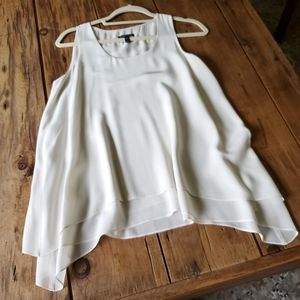 Eileen Fisher Women's Layered Sleeveless Cream Silk Blouse XS/TP